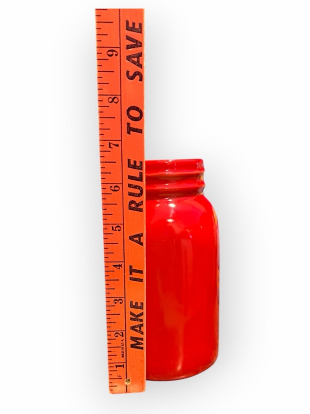 Red Ceramic Mason Jar Style Vase – Farmhouse Rustic Decor - Picture 3 of 5
